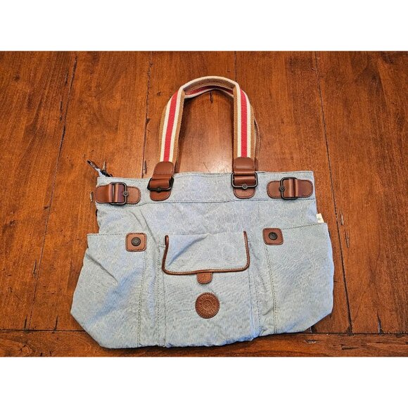 Kipling art tote blue red cotton blend handbag - Picture 2 of 13